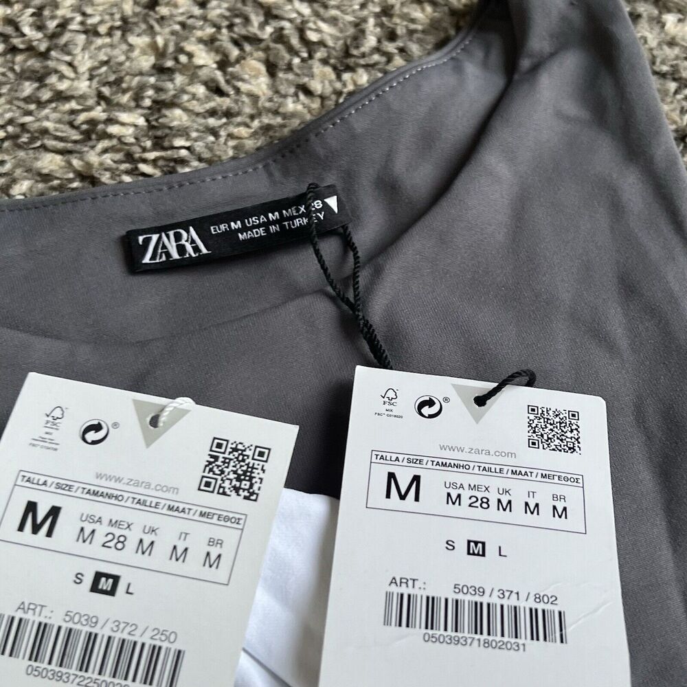 Zara Bodysuit Sleeveless Stretch 2 Lots White Gray Closet Staple Basic M New - Picture 2 of 4